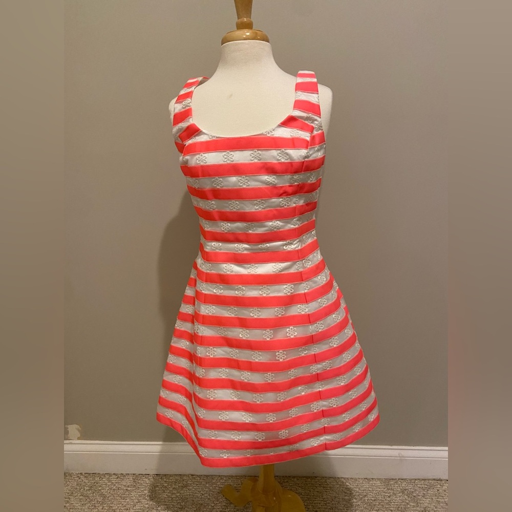 Lilly Pulitzer, pink and white striped lace dress size 10